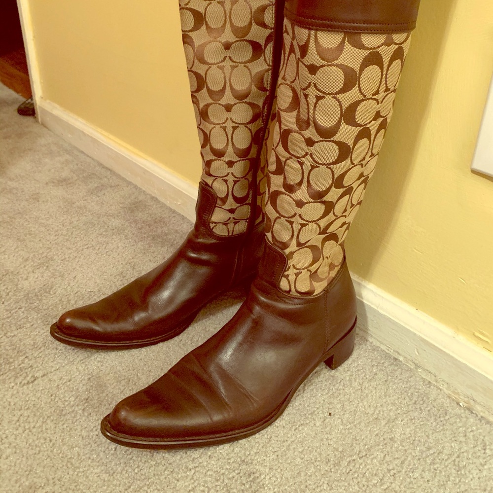 Coach Olivia Canvas Riding Boots